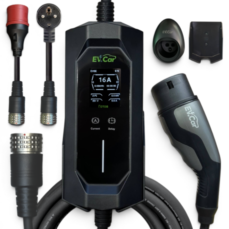 Зарядное EVCar Type2 6-16A B57 WiFi  (11кВт, 3 фазы, сменные вилки)