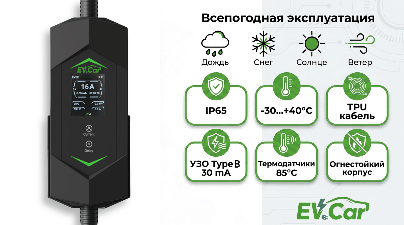 Защита IP65 зарядного устройства EVCar B5