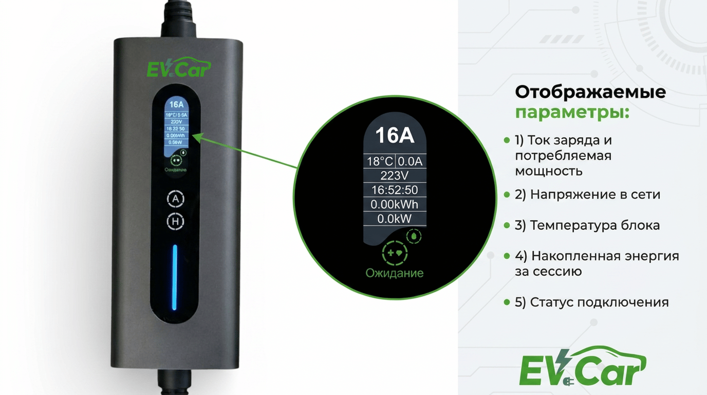 Дисплей и кнопки EVCar GB/T B7